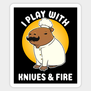 I play with knives and fire Capybara Chef Cartoon Magnet